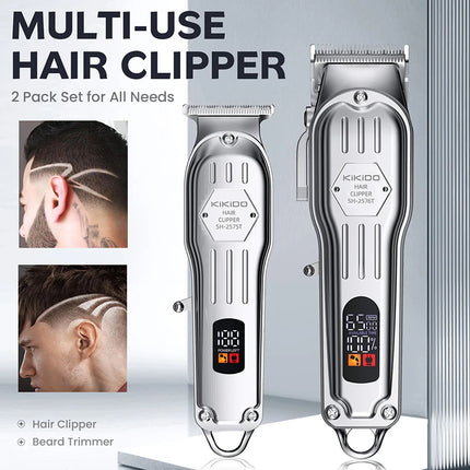 2 in 1 Full Metal Combo Kit Barber Hair Clipper For Men Professional Electric Beard Hair Trimmer Rechargeable Haircut HEBDO STORE