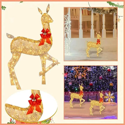 Acrylic Elk Deer LED Light, Reindeer Family Decor, Lighted Christmas Decor, Bucks Light Up, Indoor Outdoor Garden Yard, 1-3Pcs HEBDO STORE