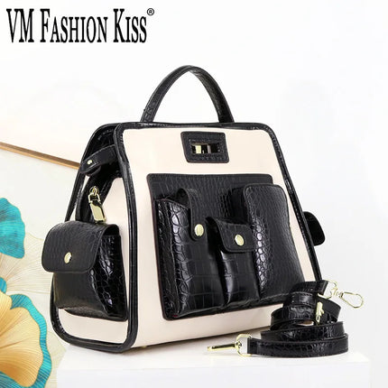 VM FASHION KISS Crocodile Pattern Large-capacity Bags For Women Shoulder Bags Handbag Multi-pocket Messenger Bag 2023 Trend