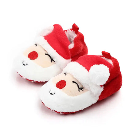 Baby Shoes for Winter Christmas Infant Shoes Cute Santa for Boys and Girls 11CM/12CM/13CM 0-12 Months Warm Lining Inside Soft HEBDO STORE