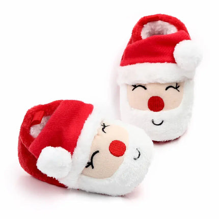 Baby Shoes for Winter Christmas Infant Shoes Cute Santa for Boys and Girls 11CM/12CM/13CM 0-12 Months Warm Lining Inside Soft HEBDO STORE