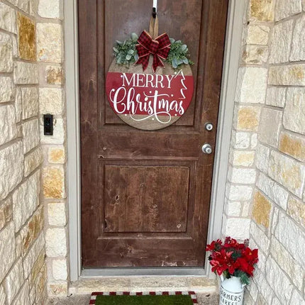 Merry Christmas Wooden Hangings Sign Christmas Wreaths Front Door Sign Festive Outdoor Home Ornament 2025 New Year Festival Prop HEBDO STORE