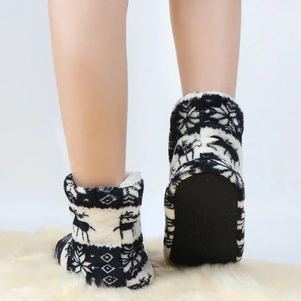 2pcs Women Warm Floor Socks Winter Thickened Plush Anti Skid Boots Soft Furry Indoor Shoes Christmas New Year Slipper Shoes Boot HEBDO STORE