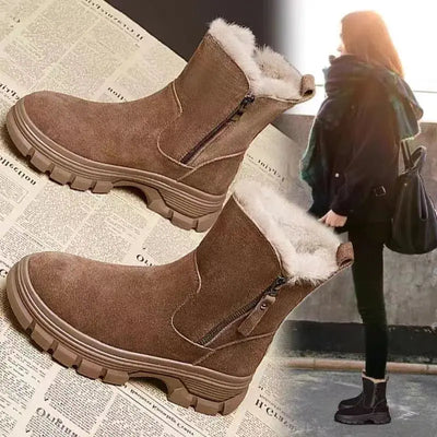 Snow boots Martin boots Women's 2023 winter Plush thickening Short boots Cotton shoes female - Image #1