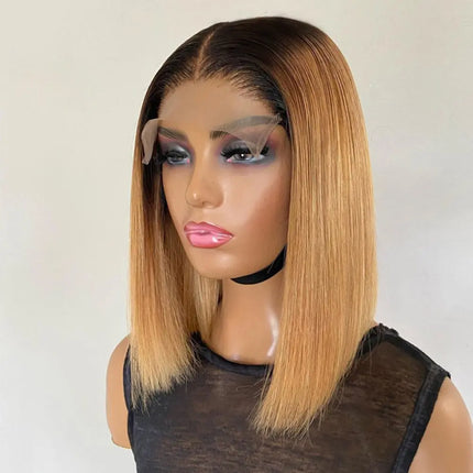 12 Inch Short Gradient Honey Blonde Wig - Image #1